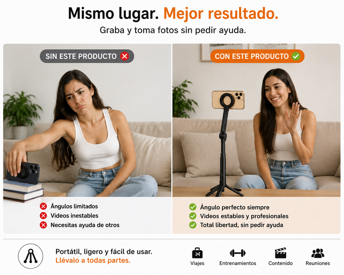 Trípode Bluetooth Extensible con Control Remoto para Fotos y Videos