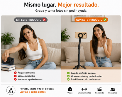 Trípode Bluetooth Extensible con Control Remoto para Fotos y Videos